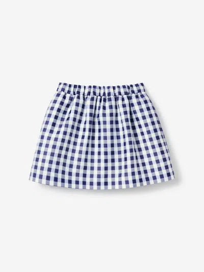 Self-portrait Kids' Girls Gingham Taffeta Skirt In Blue