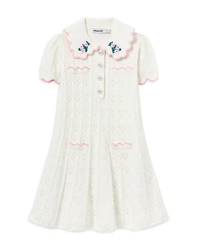 Self-portrait Girls' Heart Knit Dress - Little Kid, Big Kid In White