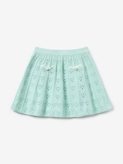 Self-portrait Kids' Self Portrait Girls Heart Knit Skirt In Green