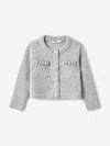 Self-portrait Self Portrait Girls Knitted Cardigan In Gray