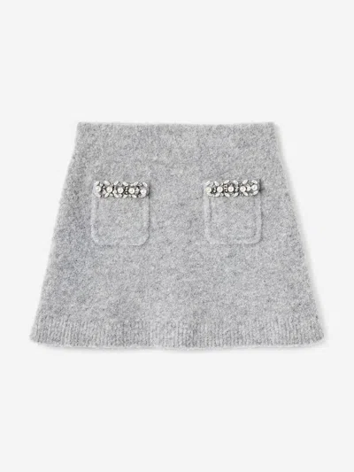 Self-portrait Girls Knitted Skirt In Gray