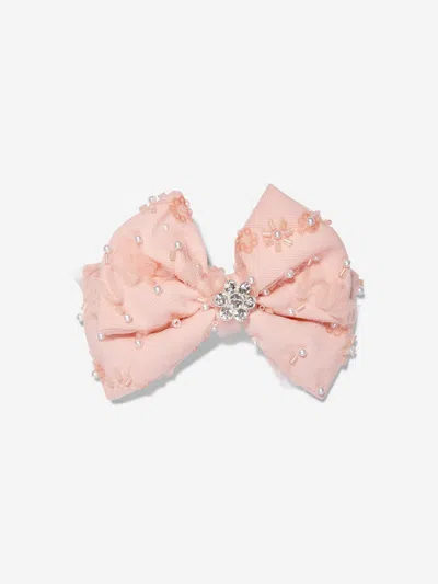 Self-portrait Babies' Girls Lace Bow Hairclip In Pink