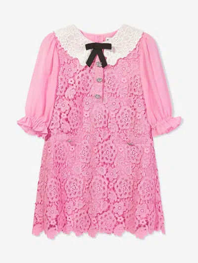 Self-portrait Babies' Girls Lace Collar Dress In Pink