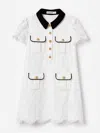 Self-portrait Girls Lace Contrast Collar Dress In White