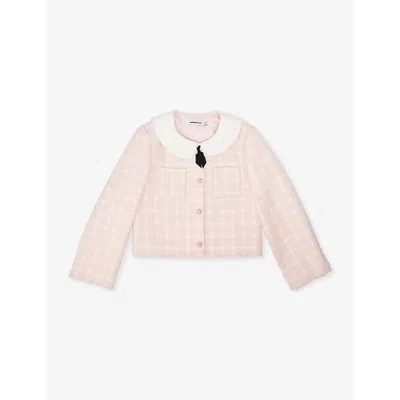 Self-portrait Kids' Check-pattern Bouclé Jacket Pink