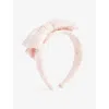 Self-portrait Girls Pink Tweed Bow Hairband In Pink