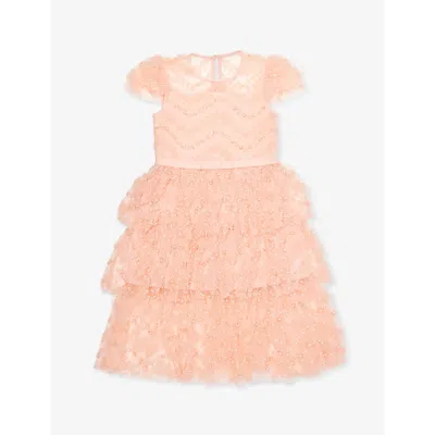 SELF-PORTRAIT SEQUIN-EMBELLISHED TIERED-HEM WOVEN DRESS 3-10 YEARS