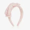 Self-portrait Girls Pink Tweed Bow Hairband In Pink