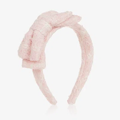 Self-portrait Kids' Girls Pink Tweed Bow Hairband