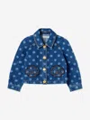 Self-portrait Girls Polka Dot Denim Jacket In Blue
