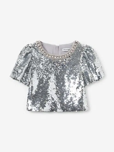 Self-portrait Babies' Self Portrait Girls Sequin Top In White
