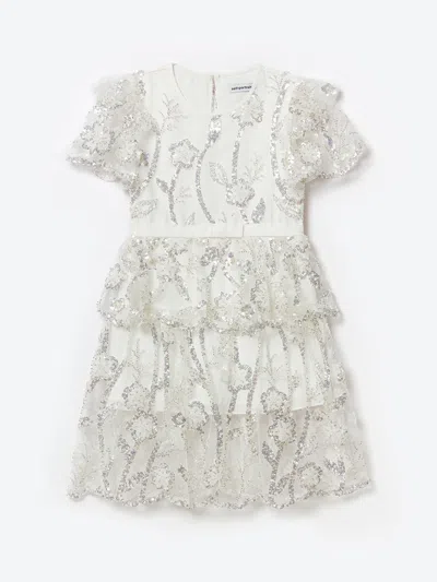 Self-portrait Babies' Self Portrait Girls Sequin Tulle Midi Dress In White