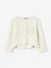 Self-portrait Bow-detail Textured Cardigan In White