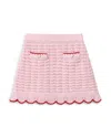 Self-portrait Embellished Scalloped Cotton-blend Skirt In Pink