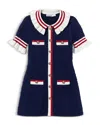 Self-portrait Ruffled Pointelle Dress In Navy