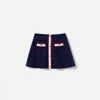 Self-portrait Pointelle-knit Embellished Skirt In Blue
