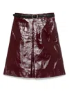 Self-portrait Glossy Burgundy Mini Skirt With A-line Silhouette In Animal Print