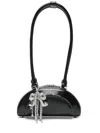 Self-portrait Glossy Half-moon Shoulder Bag In Black