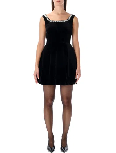 SELF-PORTRAIT SELF-PORTRAIT BLACK VELVET MINI DRESS