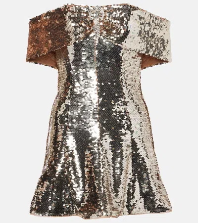 SELF-PORTRAIT OFF-SHOULDER SEQUINED MINIDRESS