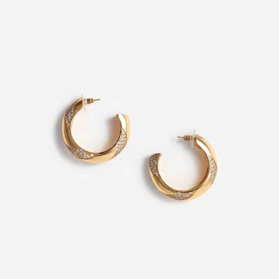 Self-portrait Gold And Crystal Hoop Earrings Accessories