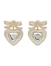 Self-portrait Gold Bow Crystal Heart Earrings In Gold