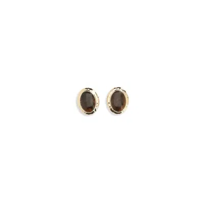 Self-portrait Gold Brass Earrings In Brown