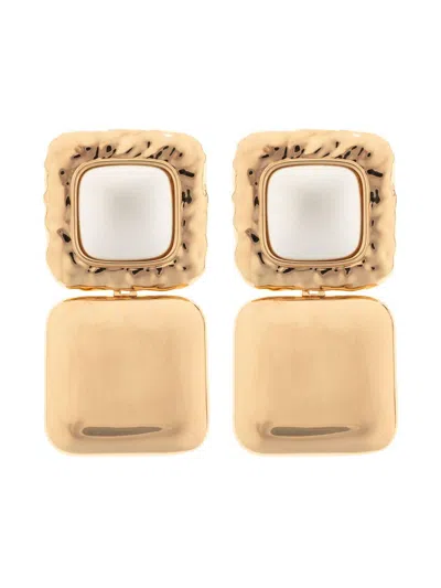 Self-portrait Gold-colored Square Earrings Self Portrait In Nude