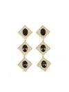 Self-portrait Gold Crystal Black Tiered Earrings Accessories In Multi
