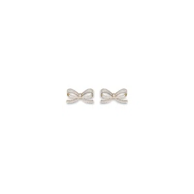 Self-portrait Gold Crystal Bow Earrings In Silver