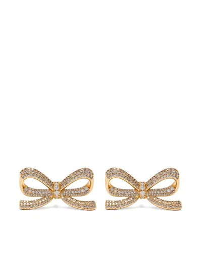 Self-portrait Gold Crystal Bow Earrings Accessories