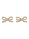 Self-portrait Gold Crystal Bow Earrings In Silver