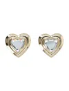 Self-portrait Gold Crystal Heart Earrings In Gold