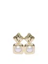Self-portrait Pearl Diamond-shaped Earrings In Gold