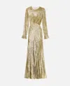 Self-portrait Long Dress In Gold Thread Dresses Gold