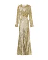 Self-portrait Fil Coupe Open-back Maxi Dress In Gold