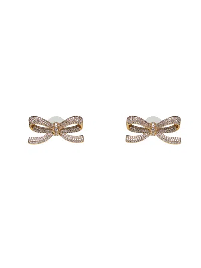 Self-portrait Gold Gold Crystal Bow Earrings