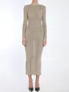Self-portrait Ribbed Lurex Knit Turtleneck Maxi Dress In Gold