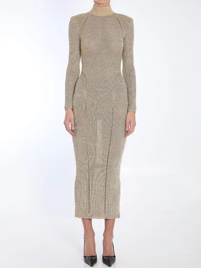 SELF-PORTRAIT SELF-PORTRAIT GOLD KNIT MAXI DRESS