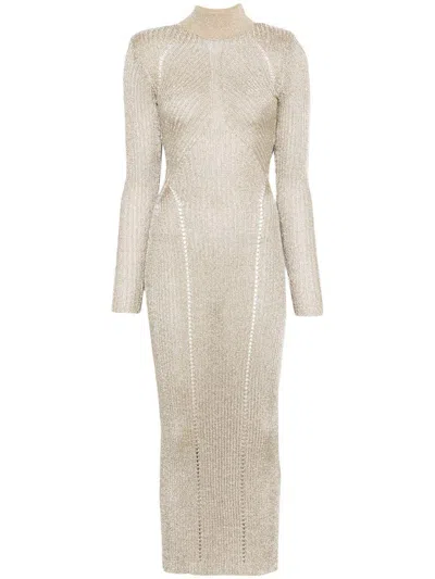 SELF-PORTRAIT SELF-PORTRAIT GOLD LUREX KNIT MAXI DRESS