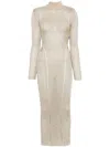 Self-portrait Ribbed Lurex Knit Turtleneck Maxi Dress In Gold