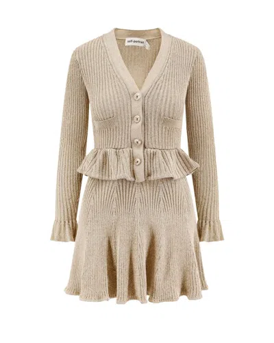SELF-PORTRAIT GOLD LUREX KNIT MINI DRESS