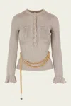 Self-portrait Gold Lurex Ribbed Knit Top In Neutral
