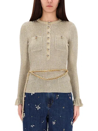 Self-portrait "gold Lurex" Top In Metallic