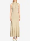 Self-portrait Womens Gold Sleeveless Buttoned Lurex Knit Maxi Dress In Gold