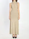 Self-portrait Womens Gold Sleeveless Buttoned Lurex Knit Maxi Dress In Brown