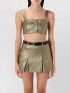 Self-portrait Gold Metallic Bandeau Top With Pleated Skirt