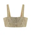 Self-portrait Gold Metallic Fabric Top In Brown