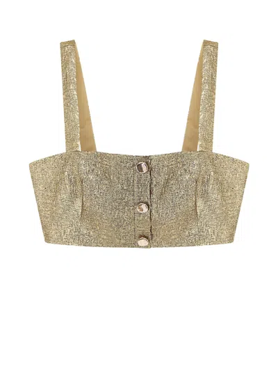 Self-portrait Gold Metallic Fabric Top