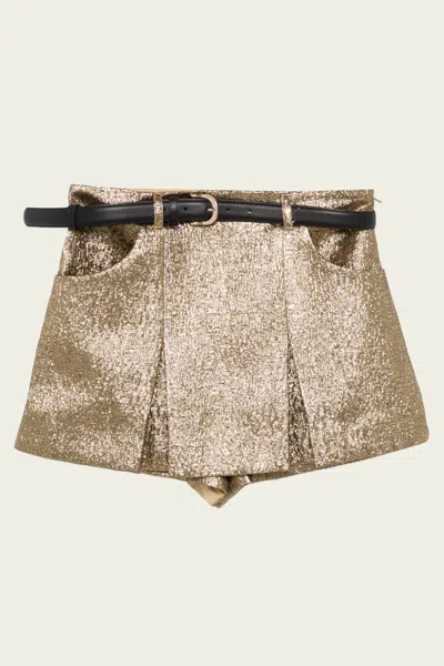 SELF-PORTRAIT GOLD METALLIC JACQUARD SKORT